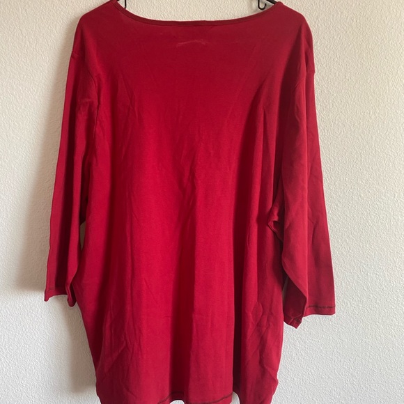 CJ Banks Red Size 3X 3/4 Sleeve Shirt 100% Cotton NWT - Picture 8 of 13